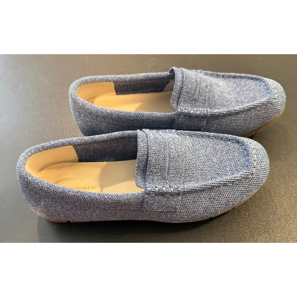 Women 7W Loafers Blue Knit Penny Slip On Comfort Shoes Nautical Preppy Western